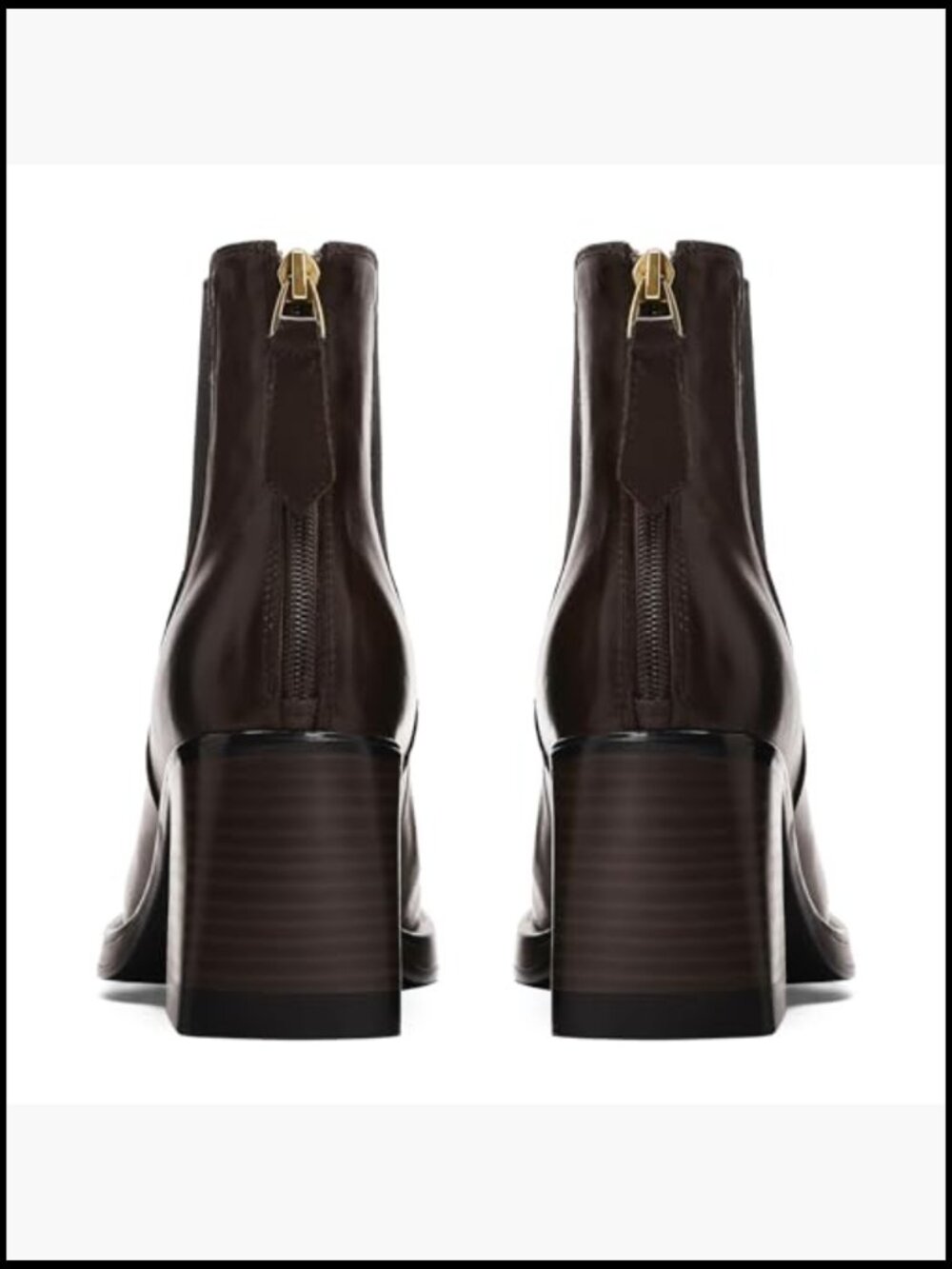 Genuine Leather Ankle Boots Chunky Heel Chelsea Zip Slip-on Fall Booties - Picture 6 of 7